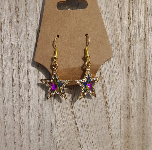 Holographic Star earrings(gold)