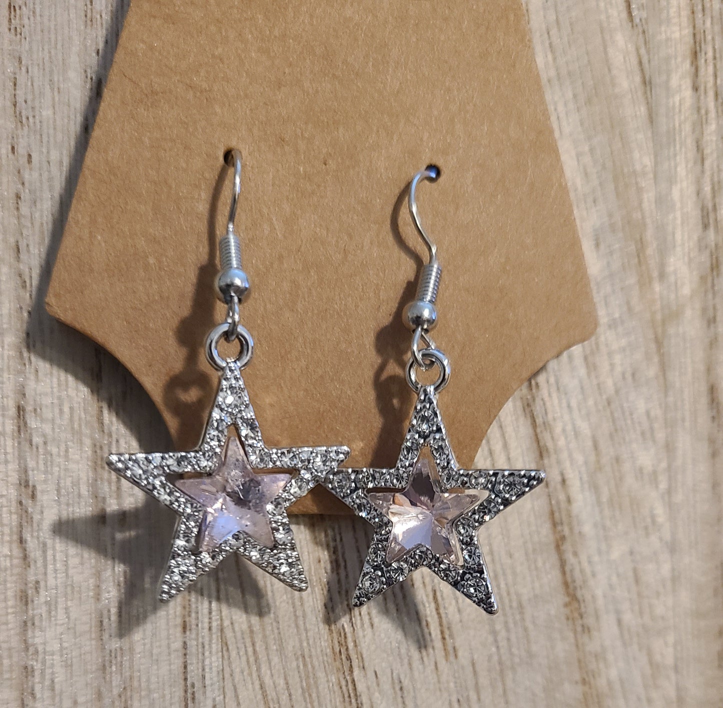 Pink Star earrings(silver)