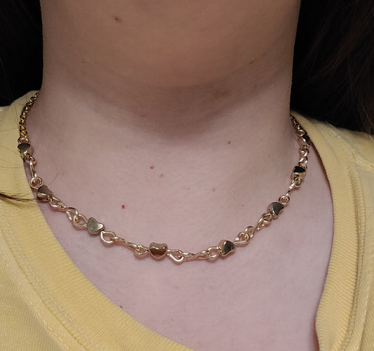 (1)Chain necklace- Handmade, 16"(gold hearts)